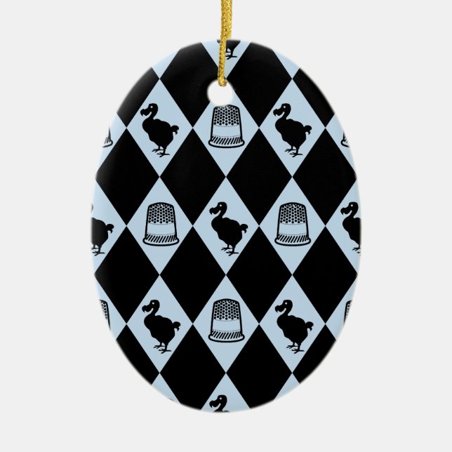 Alice Dodo & Thimble Pattern Ceramic Tree Decoration (Front)