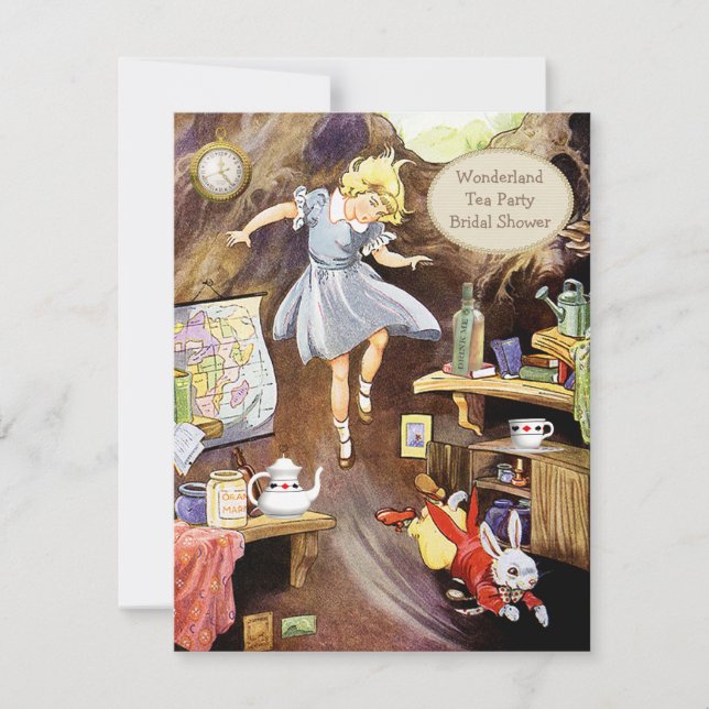 Alice Down the Rabbit Hole Bridal Shower Invitation (Front)