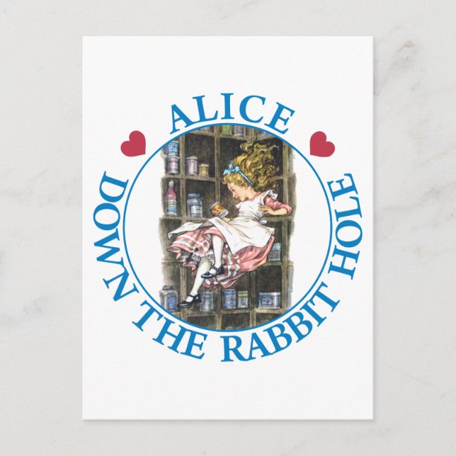 ALICE DOWN THE RABBIT HOLE POSTCARD (Front)
