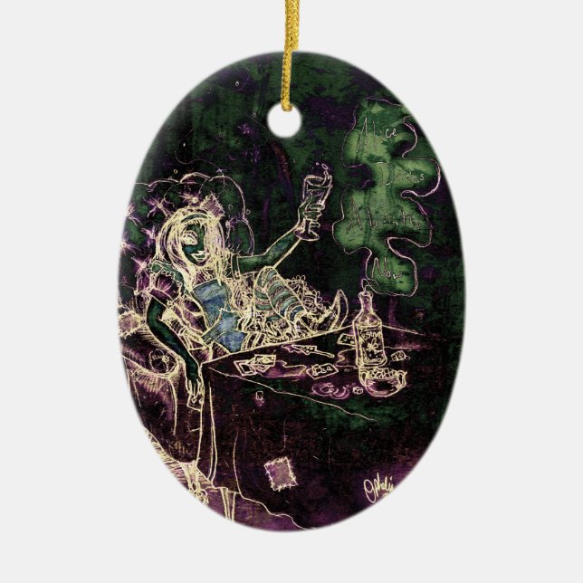 Alice Drinks Absinthe Now Ceramic Ornament (Front)
