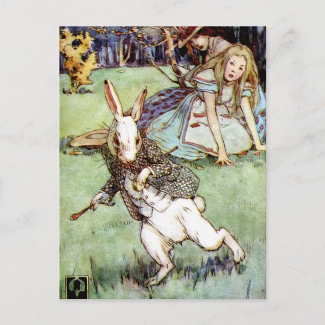Alice Encounters A Rabbit Distraction Postcard (Front)