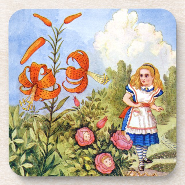 Alice Encounters Talking Flowers in Wonderland Coaster (Front)