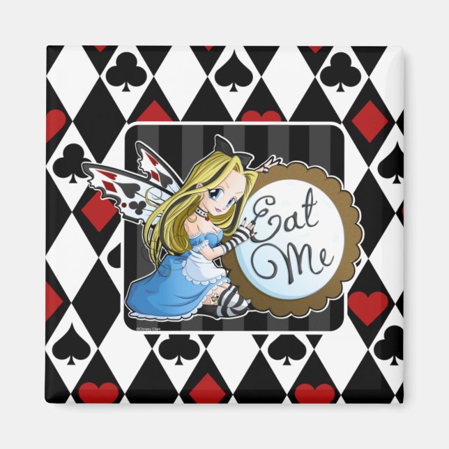 Alice Fairy-Eat Me Anime Square Magnet (Front)