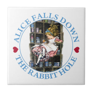 Alice Falls Down the Rabbit Hole to Wonderland Ceramic Tile