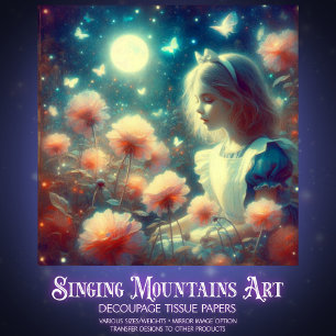 Alice Fantasy Full Moon Garden Decoupage Tissue Paper