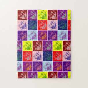 Alice finding a little door pop art jigsaw puzzle