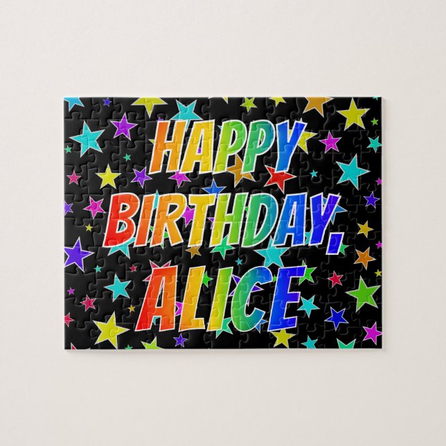 "ALICE" First Name, Fun "HAPPY BIRTHDAY" Jigsaw Puzzle (Horizontal)