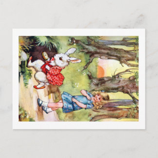 Alice Follows the White Rabbit To Wonderland Postcard