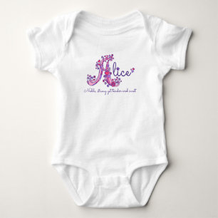 Alice girls name & meaning A monogram clothing Baby Bodysuit