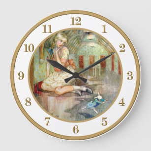 Alice Grows Too Big In the Rabbit's House Large Clock