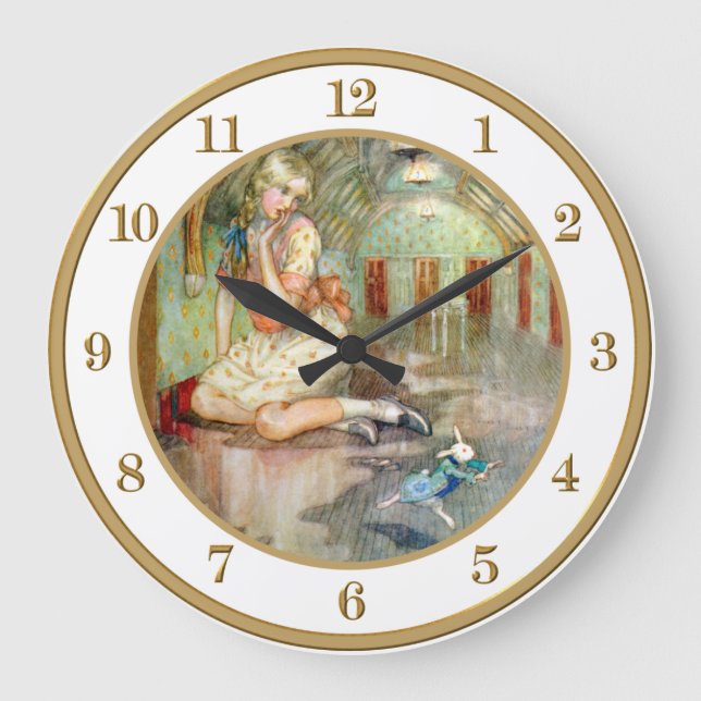 Alice Grows Too Big In the Rabbit's House Large Clock (Front)