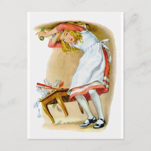 Alice grows too tall! Oh no! Postcard (Front)