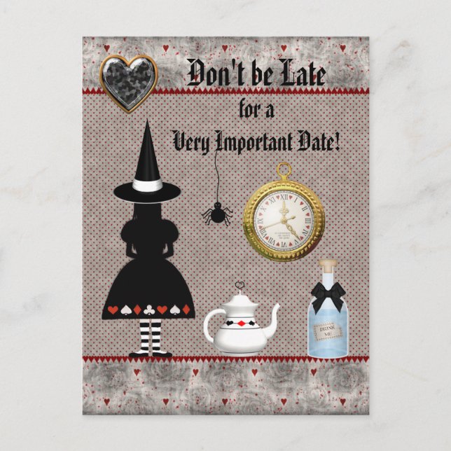 Alice Halloween Baby Shower Save the Date Announcement Postcard (Front)