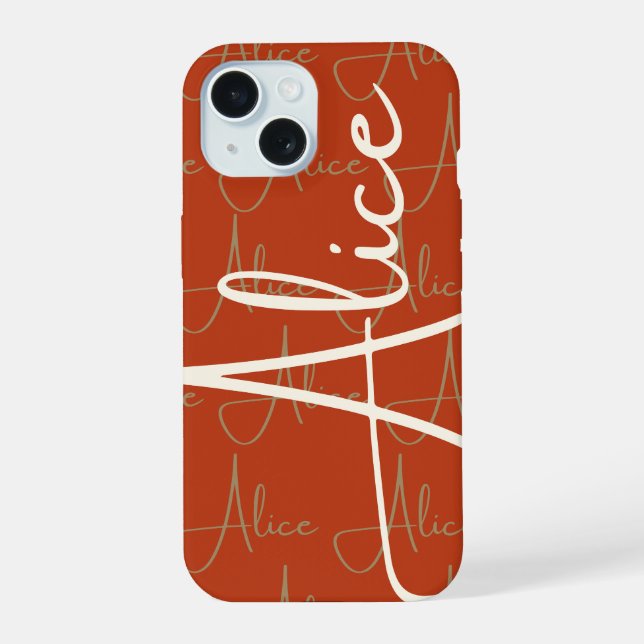 Alice Handwritten Name Pattern  iPhone 15 Case (Back)