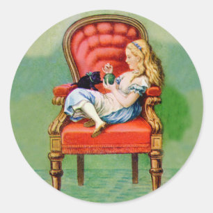ALICE & HER CAT, DINAH CLASSIC ROUND STICKER