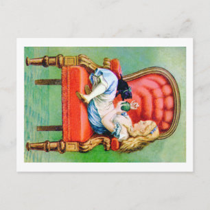 Alice & Her Cat Dinah in the Big Red Velvet Chair Postcard