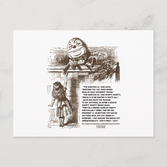 Alice Humpty Dumpty Wonderland Conversation Quote Postcard (Front)