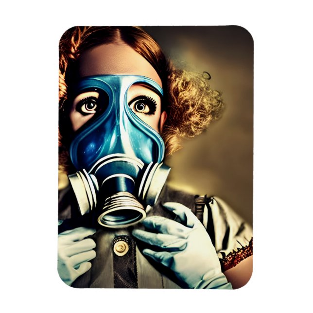 Alice in a Gas Mask Magnet (Vertical)