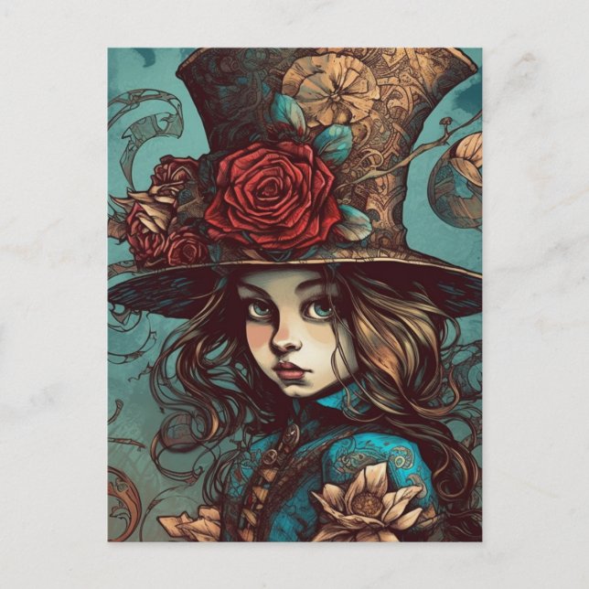 Alice in a Top Hat Postcard (Front)