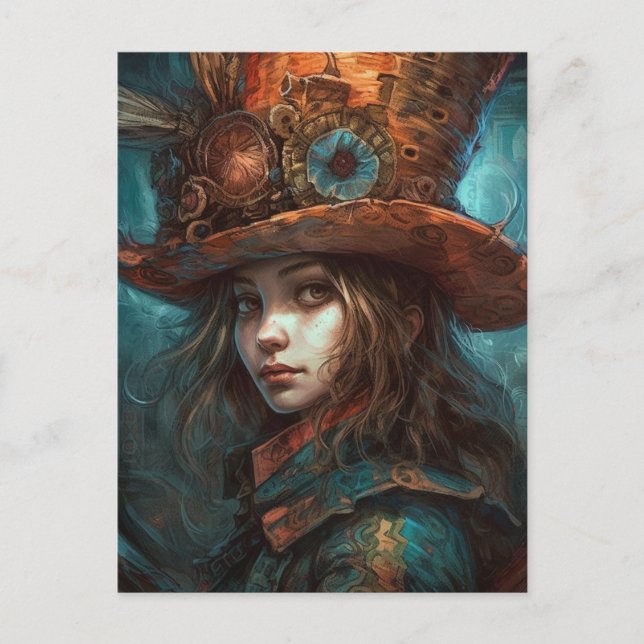 Alice in a Top Hat Postcard (Front)