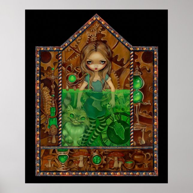Alice in Absinthe ART PRINT wonderland steampunk (Front)