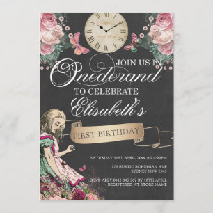 Alice in Onderland First Birthday Invitation