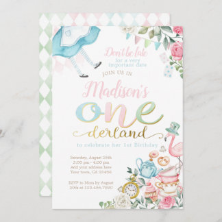 Alice in ONEderland 1st Birthday Invitation