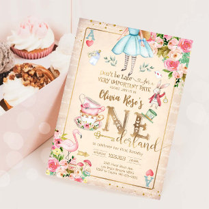 Alice in ONEderland Birthday Invitation