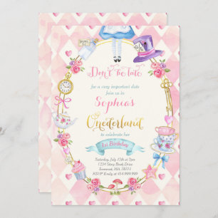 Alice In ONEderland Birthday Invitation Tea Party