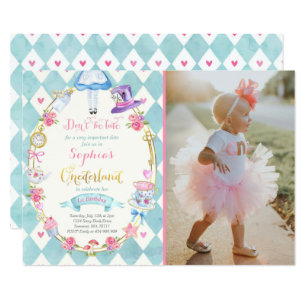Alice In ONEderland Birthday Invitation Tea Party