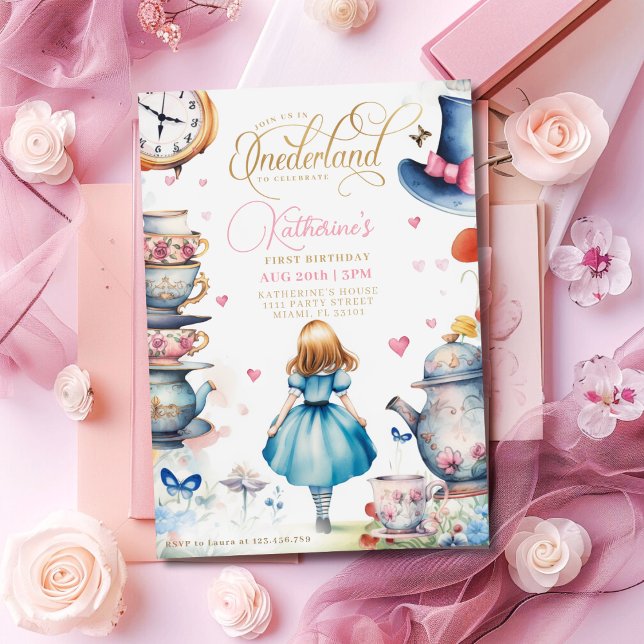 Alice in Onederland Birthday Tea Party  Invitation (Creator Uploaded)