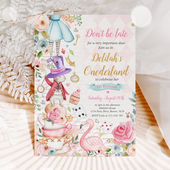 Alice In ONEderland Birthday Whimsical Tea Party Invitation (Creator Uploaded)