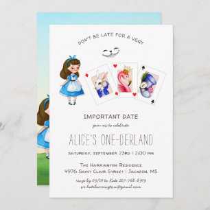 Alice In ONEderland Birthday Whimsical Tea Party  Invitation