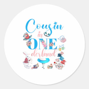 Alice In Onederland Family Cousin Of The Birthday  Classic Round Sticker