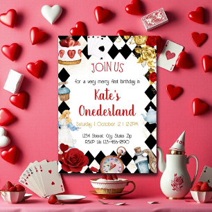 Alice in ONEderland First Birthday Invitation