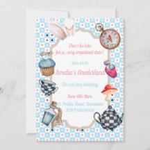 Alice in Onederland First Birthday Invitation