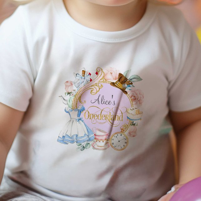 Alice in Onederland, Girl 1st birthday  Baby T-Shi T-Shirt (Purple, Alice Onederland, Girl 1st birthday party.)