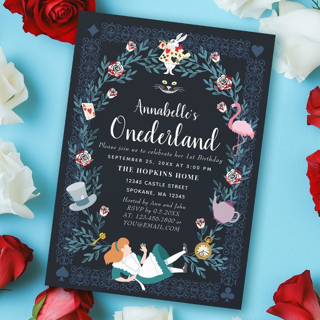 Alice in Onederland Kids 1st Birthday Invitation (Creator Uploaded)
