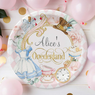 Alice in Onederland mad hatter tea party birthday  Paper Plate
