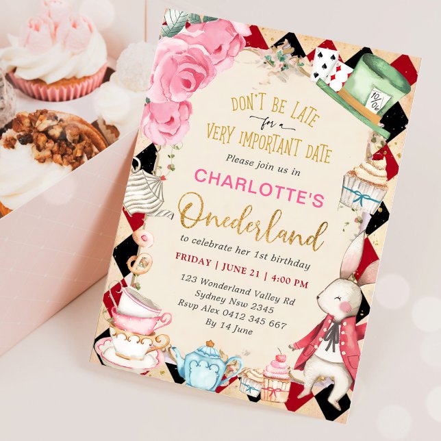 Alice in Onederland Mad Tea 1st Birthday Party Invitation (Creator Uploaded)