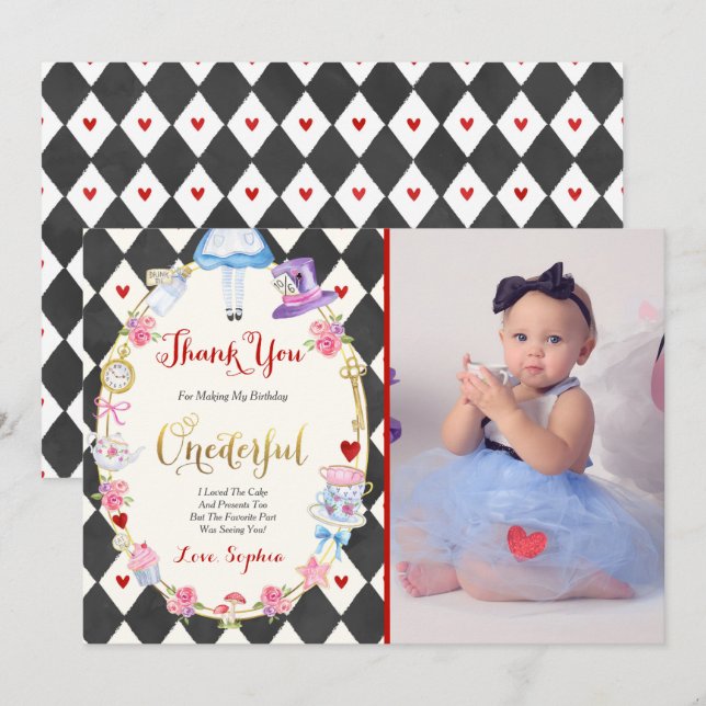 Alice In ONEderland Thank You Card Alice Thank You (Front/Back)