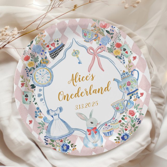 Alice in Onederland Whimsical Birthday Paper Plate (Creator Uploaded)