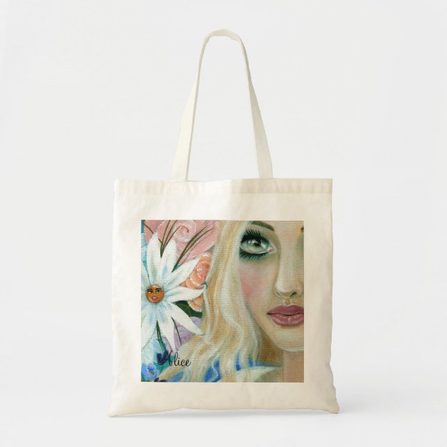 Alice in the Garden of Live Flowers Tote Bag (Front)
