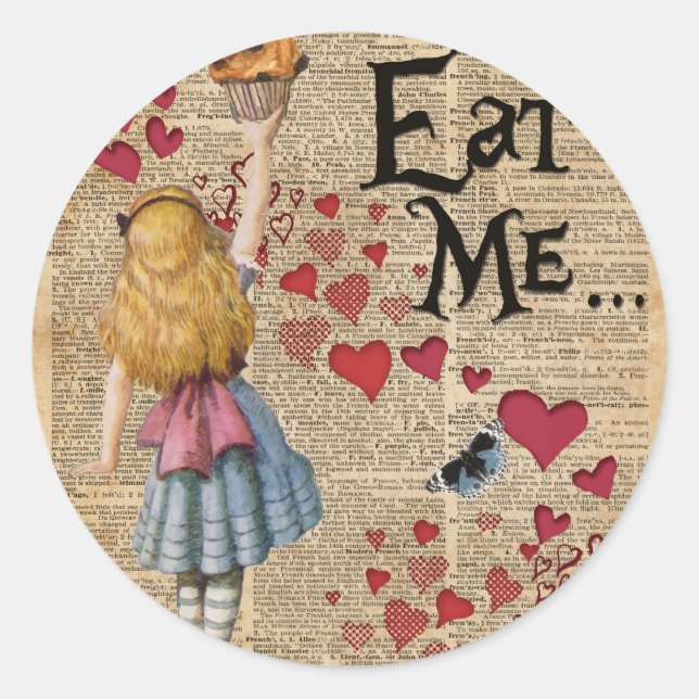 Alice in the Wonderland Eat Me Muffin Classic Round Sticker (Front)