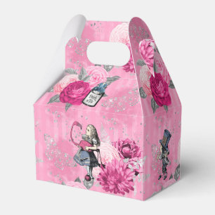 Alice in Winter Wonderland on Pink Striped  Favour Box