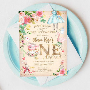 Alice in Wonderland 1st Birthday Invitation