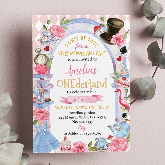 Alice in Wonderland 1st Birthday Invitation (Creator Uploaded)