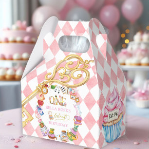 Alice in Wonderland 1st birthday Pink  Favour Box