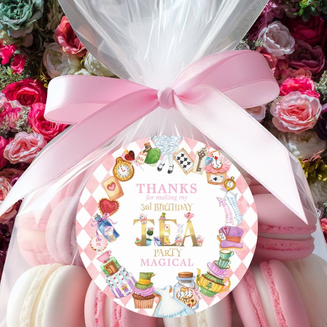 Alice in Wonderland 3rd birthday Thank You Sticker (Creator Uploaded)