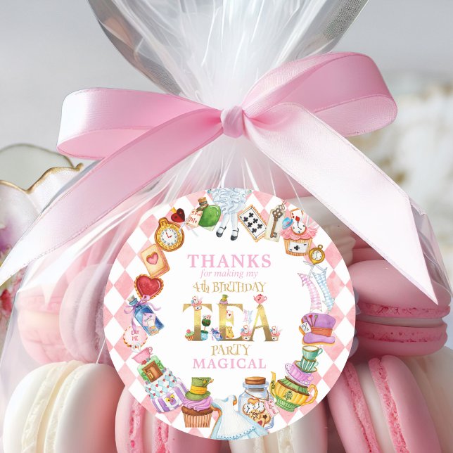 Alice in Wonderland 4th birthday Thank You Sticker (Creator Uploaded)